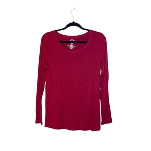 Maurices 24/7 Red Basic Crew Neck Long Sleeve Tee Small Women’s